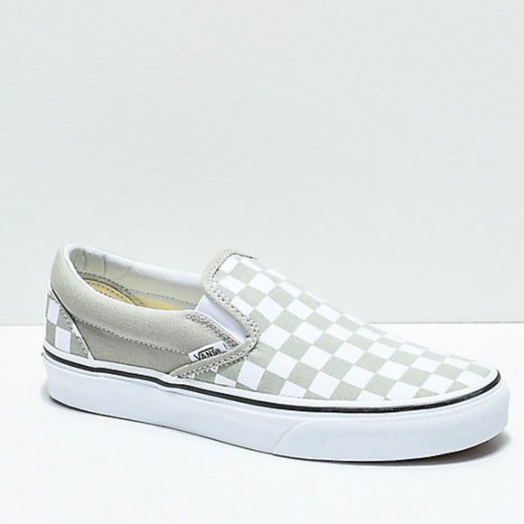 olive green checkered vans